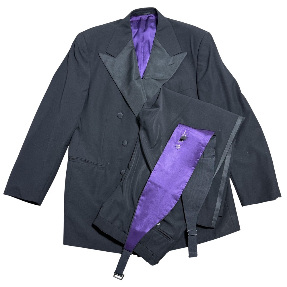 Ralph Lauren Purple Label 3pc Suit Mens 46L 40x28 Black Tuxedo Made in England